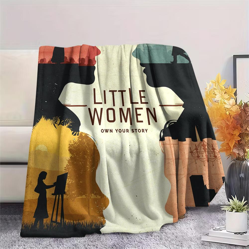 Little Women pattern Flannel Blanket, High quality Comfortable for All Seasons, Home Decor, Warmth and Comfort, Perfect for Gifts.