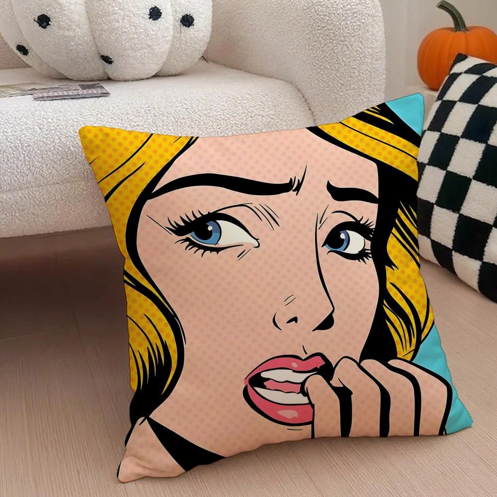 Classic Pop Art American Art RRoy Lichtenstein Cushion Cover Throw Pillow Cover Hidden Button Durable Polyester Chair Cushion