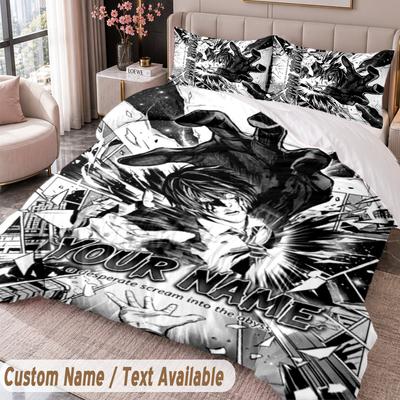 Custom Name Text 3Pcs Bedding Set Death Note Duvet Cover And Two Pillowcases