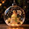 Seasonal Ornaments for Fireplace Lighted Zodiac Christmas Ornament, Glowing Sign Ball with Warm LED, Tree Hanging Baubles 3D Clear Acrylic Pendant