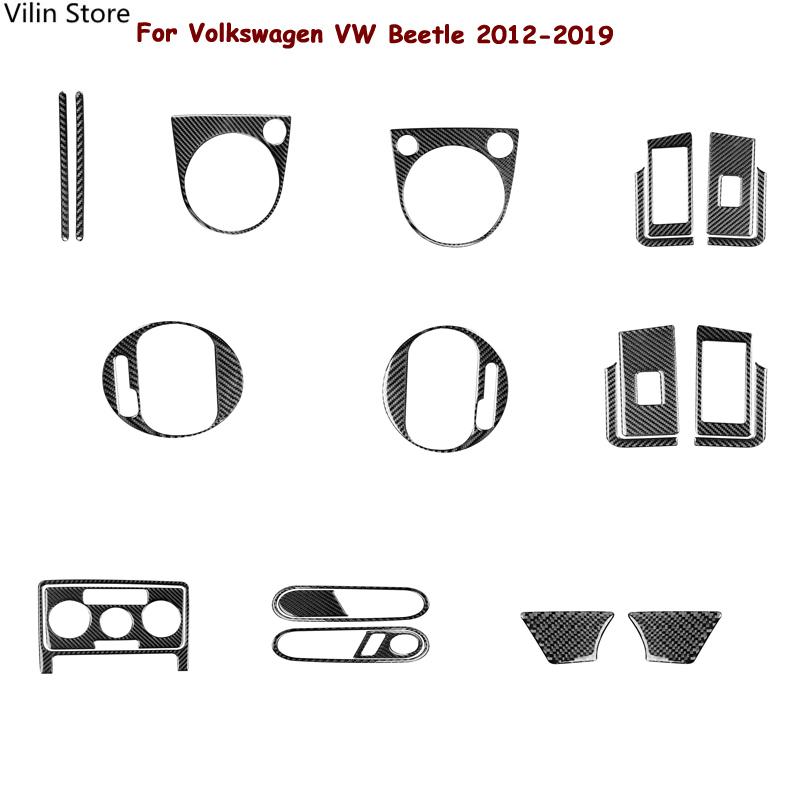 Автомобильные аксессуары, внутренняя панель из углеродного волокна, подъемная панель, черные наклейки, декоративные для Volkswagen VW Beetle