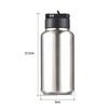 1050ml Stainless Steel Water Bottle Leak Proof Sports Bottle with Straw Lid for Outdoor Camping