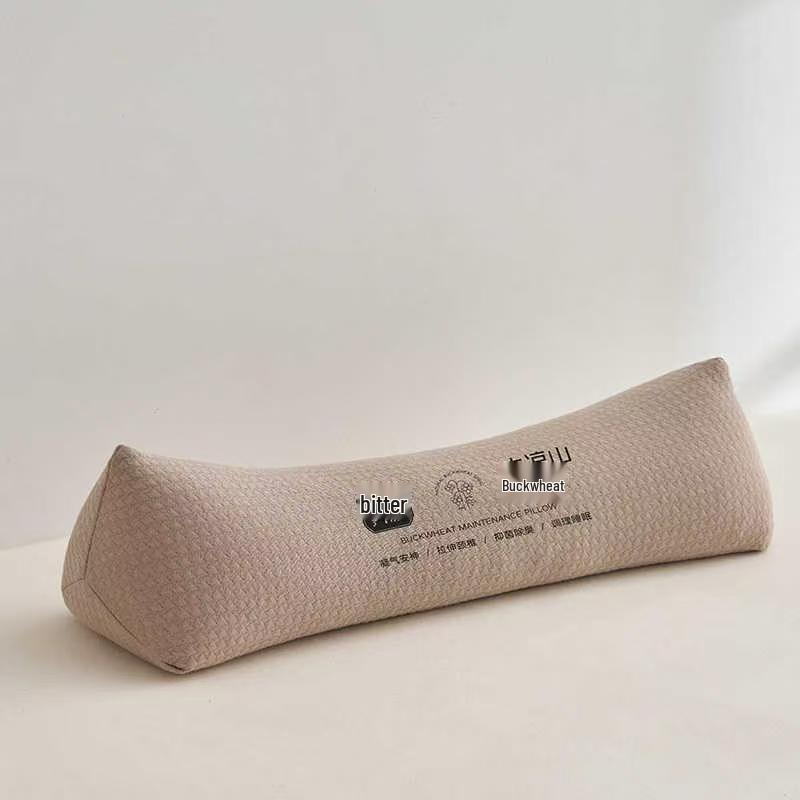 Buckwheat Husk Neck Support Pillow - Washable Knitted Cotton, Triangle Design, All Buckwheat Husk Core, Cervical Spine Support.