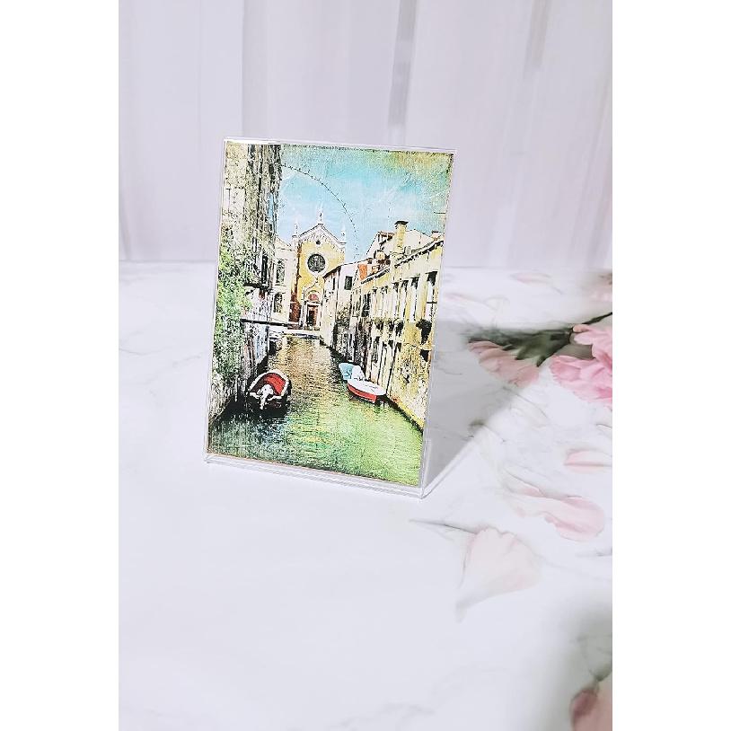 HESIN 10 шт. Акриловый держатель для табличек 3,5x5 Акриловый ценник для магазина L-образный Вертикальный Стойка с наклонной задней стенкой для объявлений, информации, меню, прайс-листа,