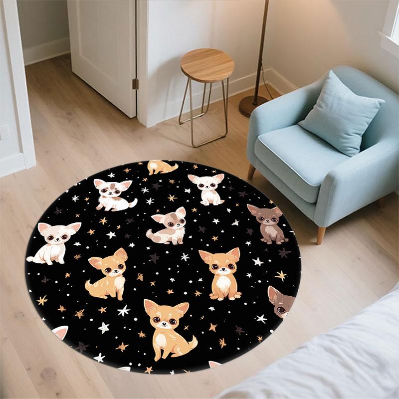 Chihuahua pattern round rug,Carpet Rug for Living Room Bedroom Playroom ,Non-slip Floor Mat,Holiday Gifts and Birthday Gifts.