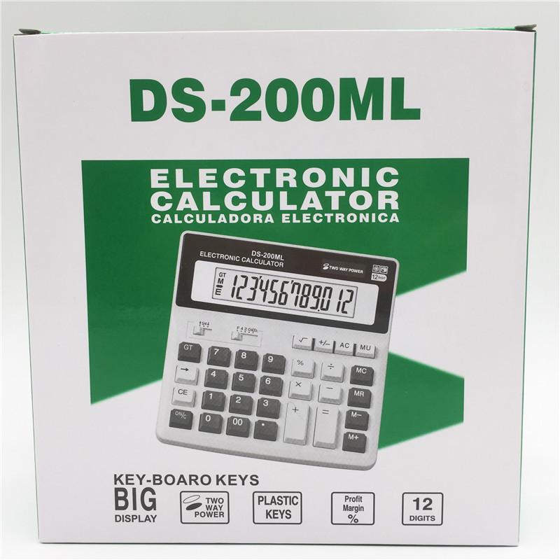 Солнечный калькулятор Двойное питание DS-200ML 12 разрядов Электронный калькулятор Канцелярские товары Для офиса Школы Инструменты для бухгалтерии