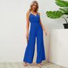 Fashion Women's 2025 V-Neck Suspender Pleated Jumpsuit