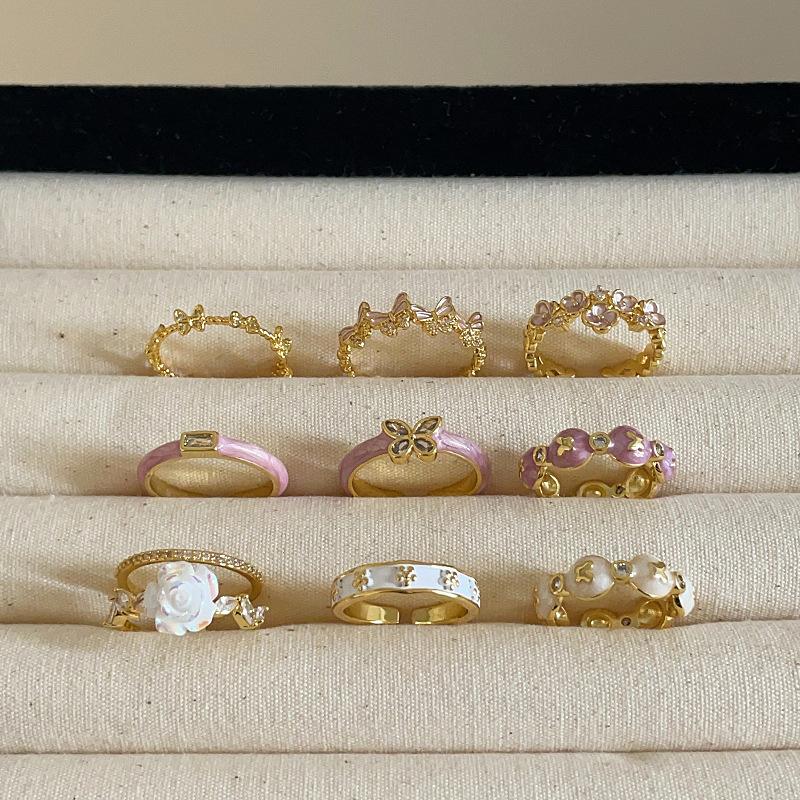 Кольцо с милой бабочкой, цветком, фиолетовым маслом, каплей, женское, нишевое, индивидуальное, высокое чувство, простое, универсальное, модное кольцо