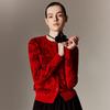 PALUOPO Женский красный жаккардовый кашемировый вязаный кардиган