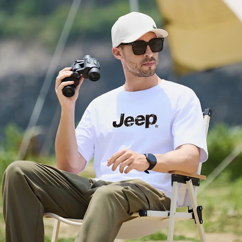 JEEP Men's 100% Cotton Loose Fit Round Neck Short Sleeve T-Shirt