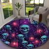 1pc Gothic Skull Cosmic Glow Rug, Comfortable Printed Home Round Carpet, Cozy Office Chair Rug