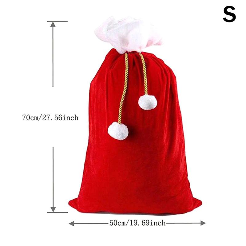 Plush Christmas Santa Sack Cord Drawstring With Pom Pom For Kids Luxury Xmas Gift Bag Merry Christmas
