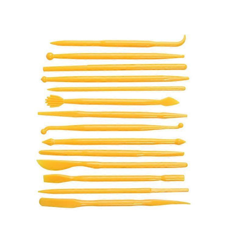 Clay tool with plastic clay knife for children's creation of soft clay clay double-headed pottery tool2sets-yellow