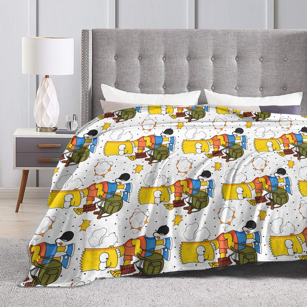 S-Simpsons Cartoon Background Throw Blanket Comfortable Novelty Blankets For Sofa Home Travel Office Flannel Bedspread Bed Cover