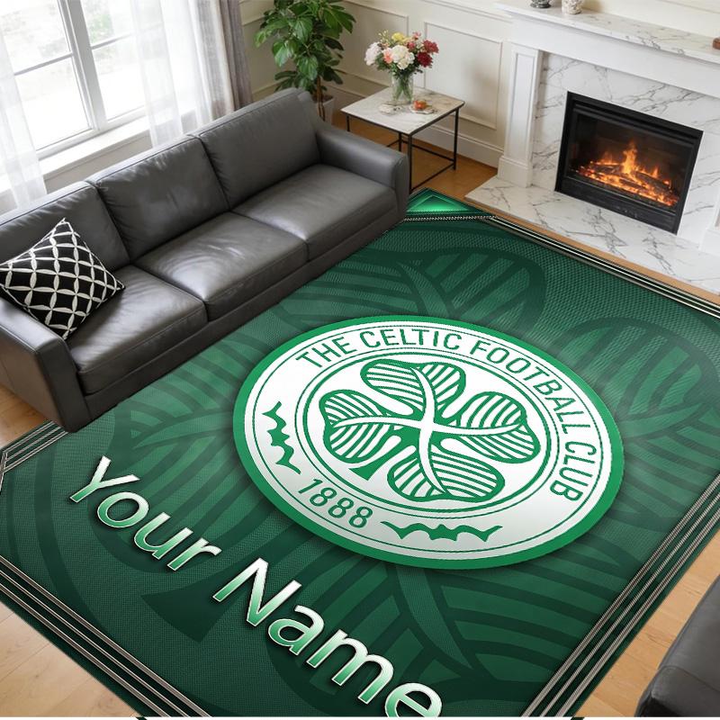 Crystal Velvet Rug Custom Name Text, Soft Non Slip Floor Mat Home DecorCeltic FC