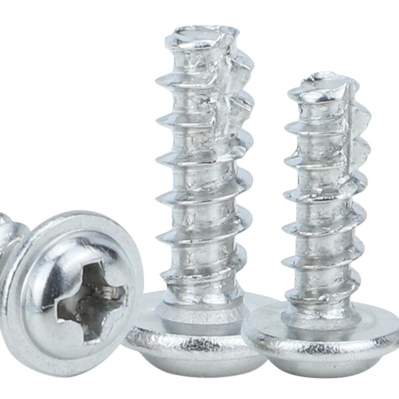 PWT Саморез с круглой головкой, никелированный, с шайбой и промежуточным фрезерованным хвостовиком, размеры M2/M3/M4