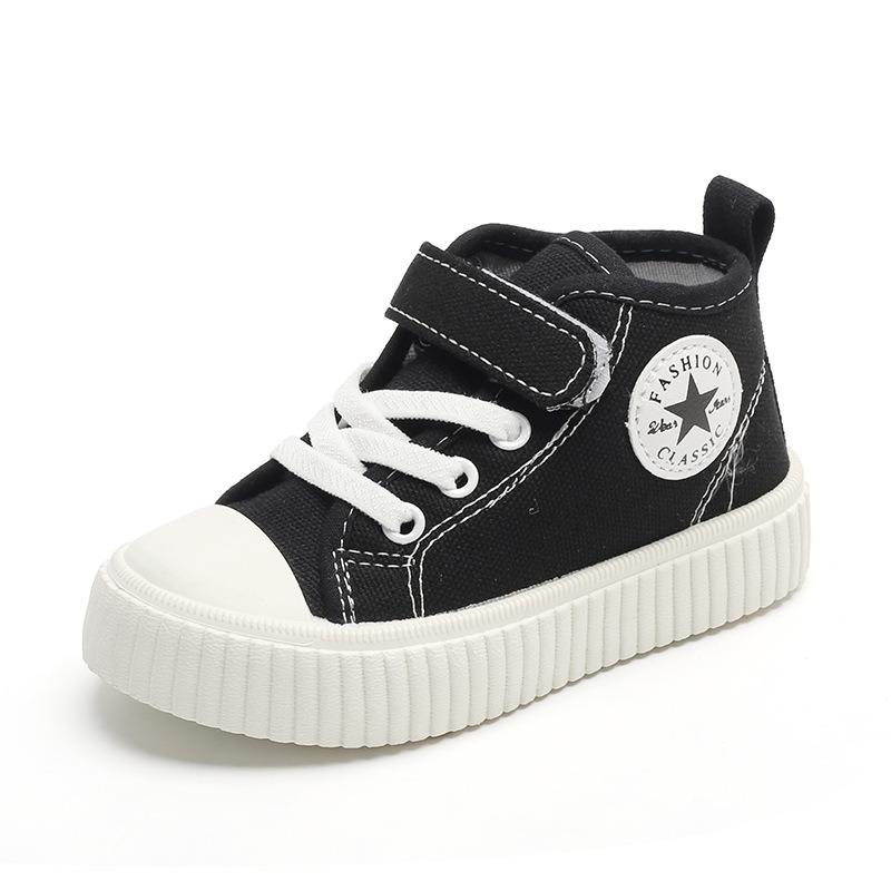 Unisex Kids High Top Canvas Casual Sneakers Non Slip Soft Sole Children Board Shoes
