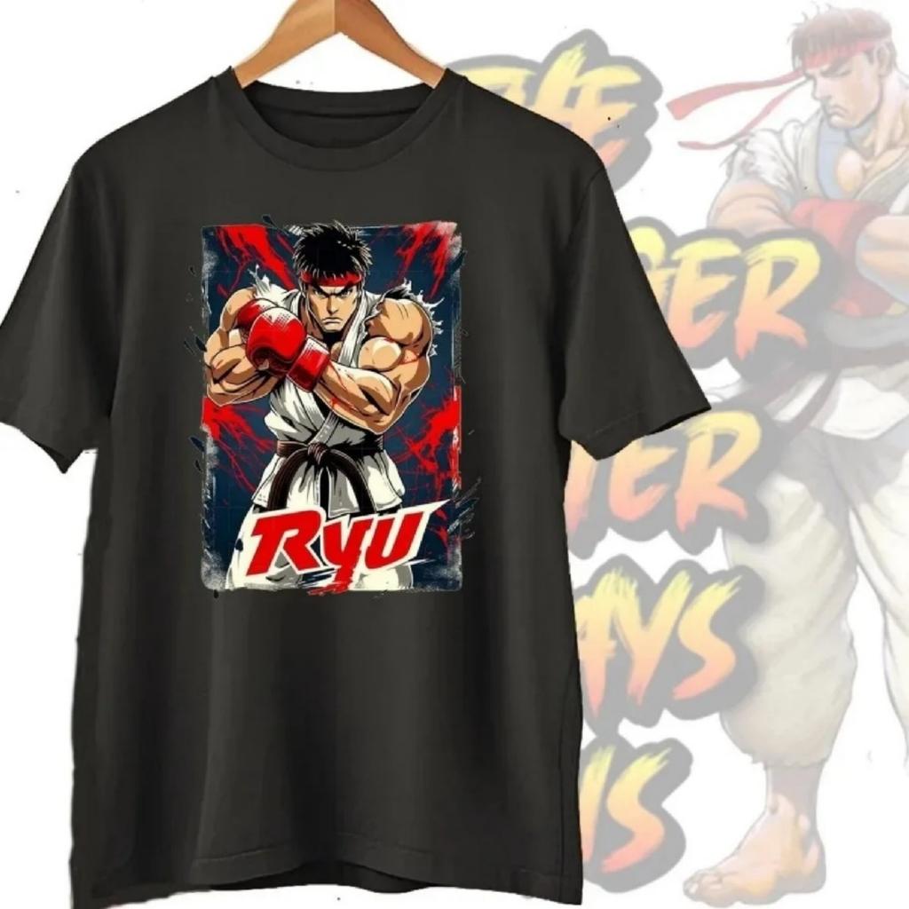 Street Fighter Chun-Li Ryu Принтованные Y2K Новые Парные Хлопковые Футболки Мужские Женские Уличная Одежда Повседневный Харадзюку Ретро Унисекс Футболка Топ