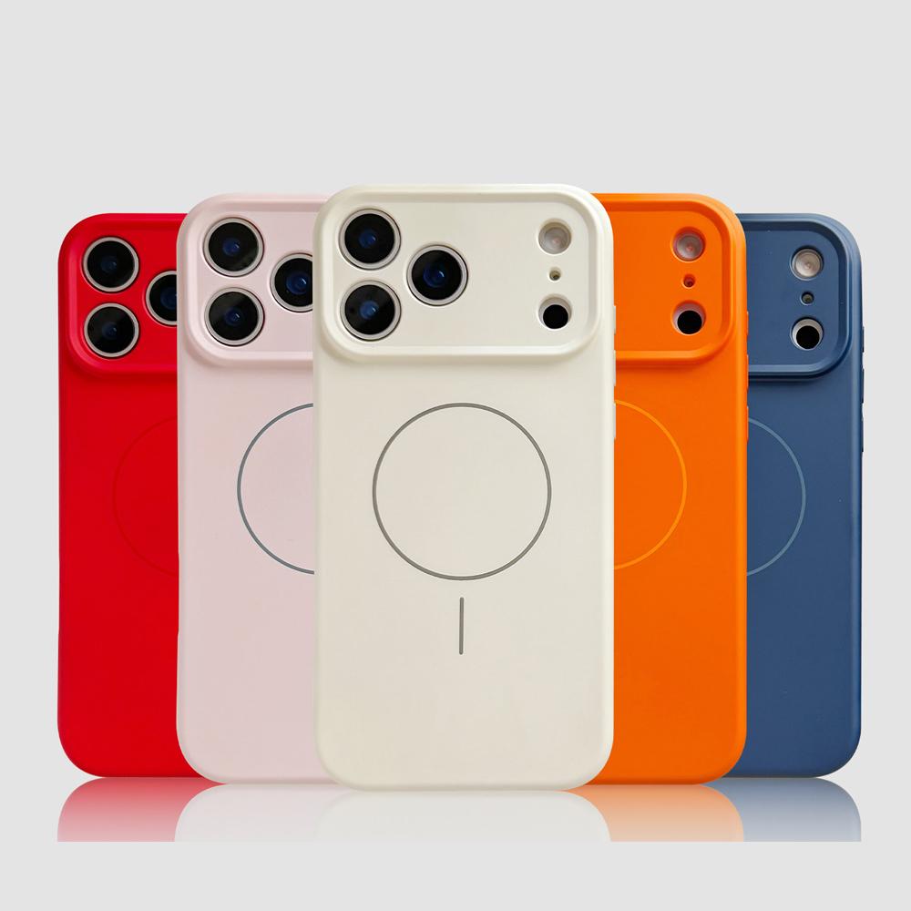 Для чехлов из жидкого силикона для телефона Для Для Iphone 17 16 1 14 13 12 Pro Max 16 Plus Air Case Магнитная крышка для беспроводной зарядки