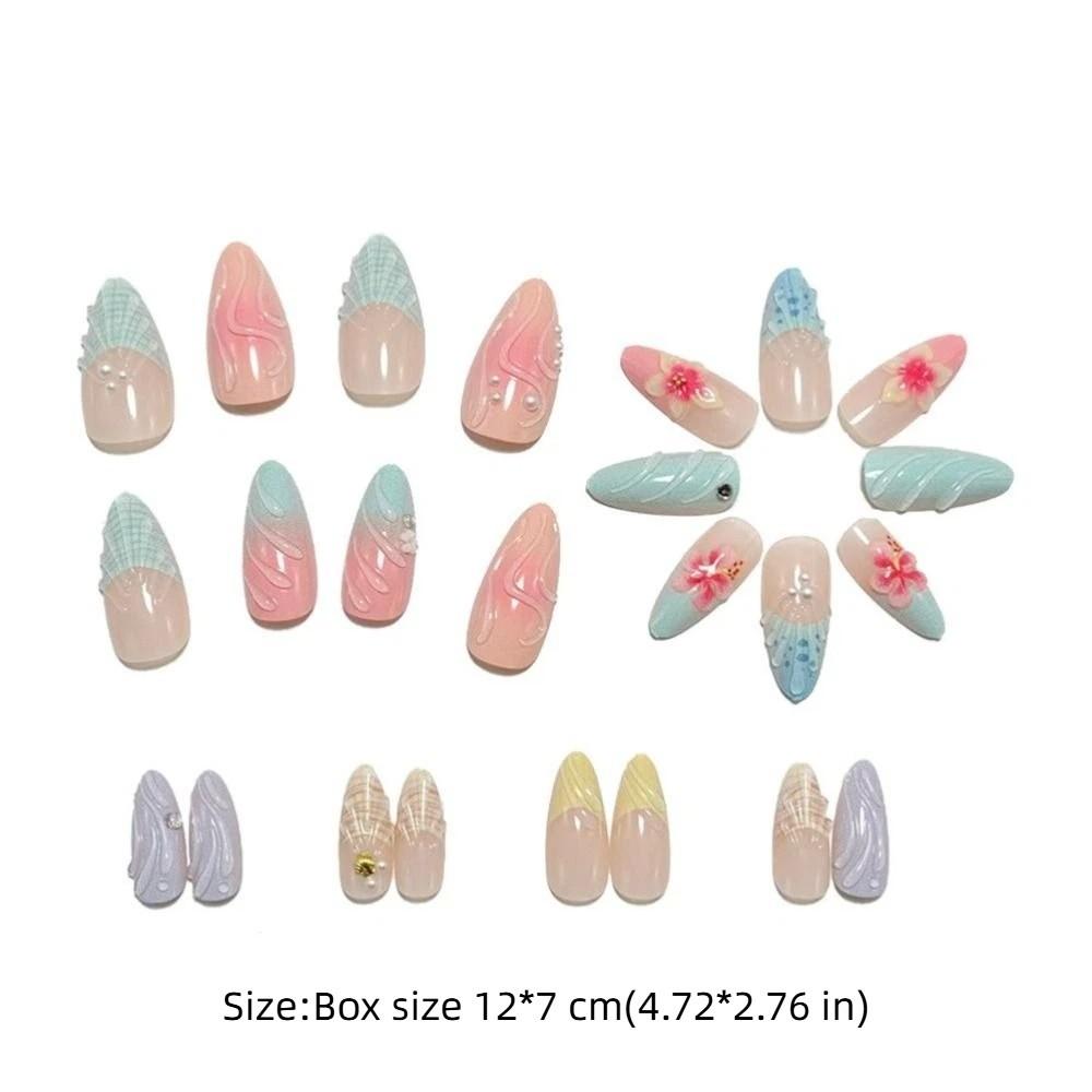 24pcs/set Detachable Press on Nails French Almond Fake Nail Tips New False Nail Women