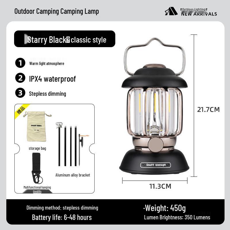 Vintage Rechargeable Camping Lantern - Super Long Battery Life, Outdoor Tent Light, Handheld Kerosene-Style Atmosphere Lamp