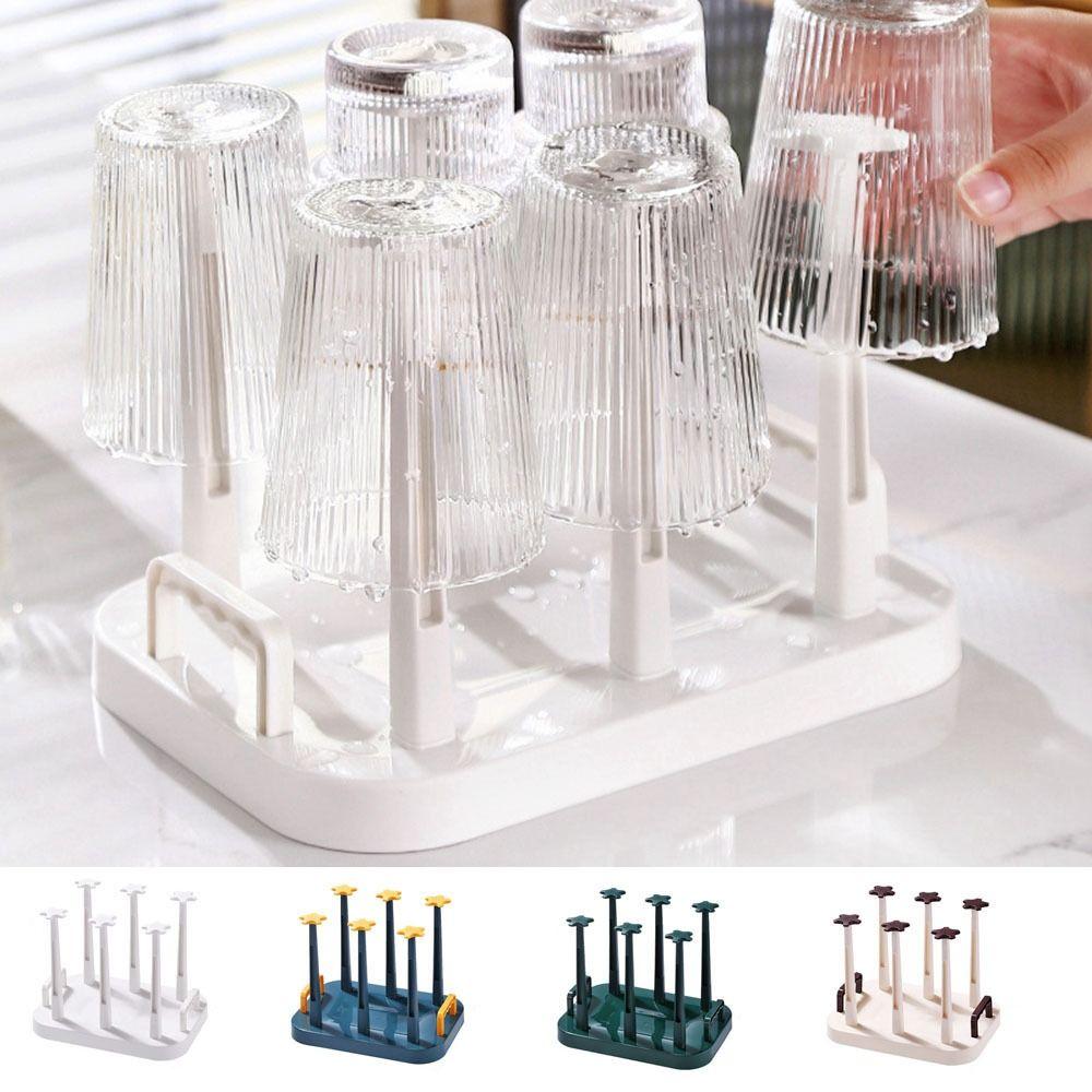 Plastic Cup Drying Rack Upside-Down Tea Cup Holder Useful Glass Cup Drainer Holder Countertop