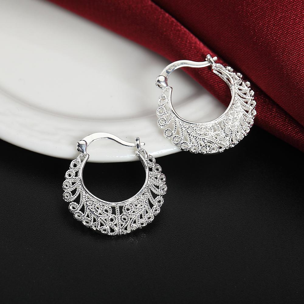 High quality 925 Sterling Silver Pretty Hollow Carved drop Earrings for Women fashion wedding party Jewelry Christmas Gifts