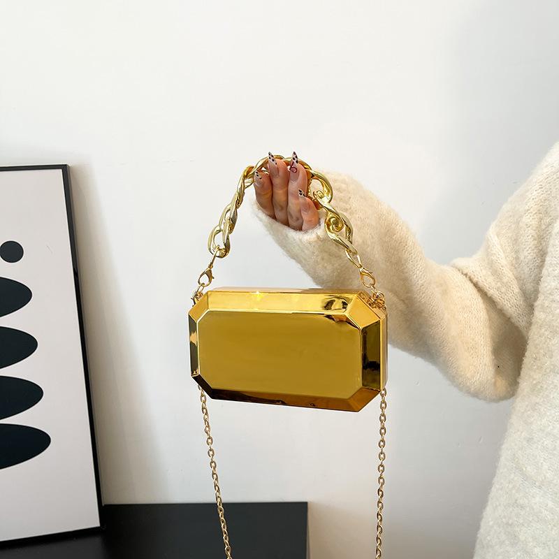 Сумки зеркальная акриловая коробка сумка 2025 новый европейский и американский модный толстая цепь ручная женская сумка кроссбоди вечерняя