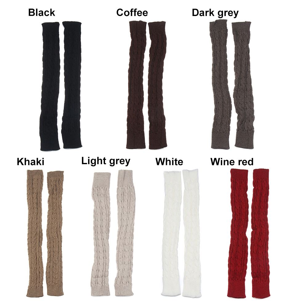 Women Man Autumn Winter Imitation Sleeves Knitted Mittens Long Gloves Arm Warmers Twist Pattern