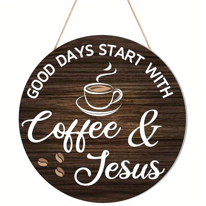 1pc 2d Flat Wood Coffee Signs Decor for Coffee Bar Wood Farmhouse Wall Sign - 20cm Decor for Kitchen Home Office Cafe Coffee Station Housewarming Gift