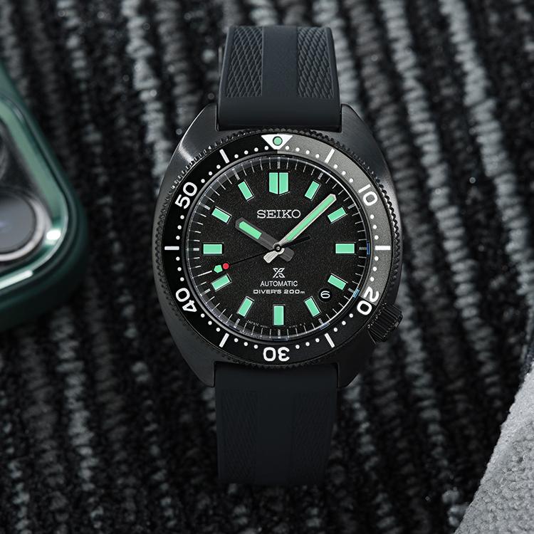 Seiko Prospex Черная Серия Ограниченная Серия Водонепроницаемость 200М Автоматический Механический Механизм Силиконовый Ремешок Часы Черный Циферблат Мужские часы SPB335J1