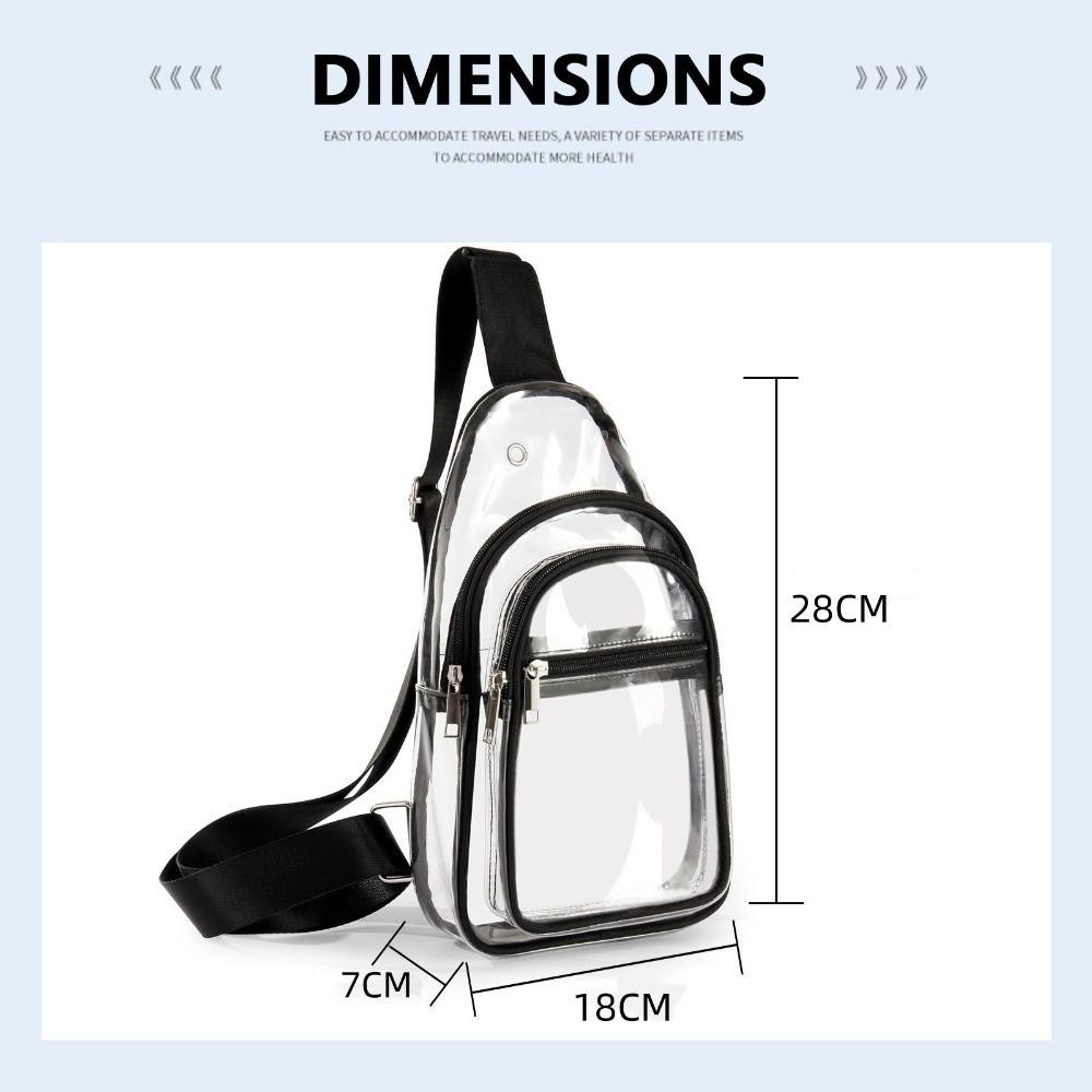 Waterproof PVC Sports Chest Bag Large Capacity Adjustable Transparent Crossbody Bag Lightweight Design Transparent Material