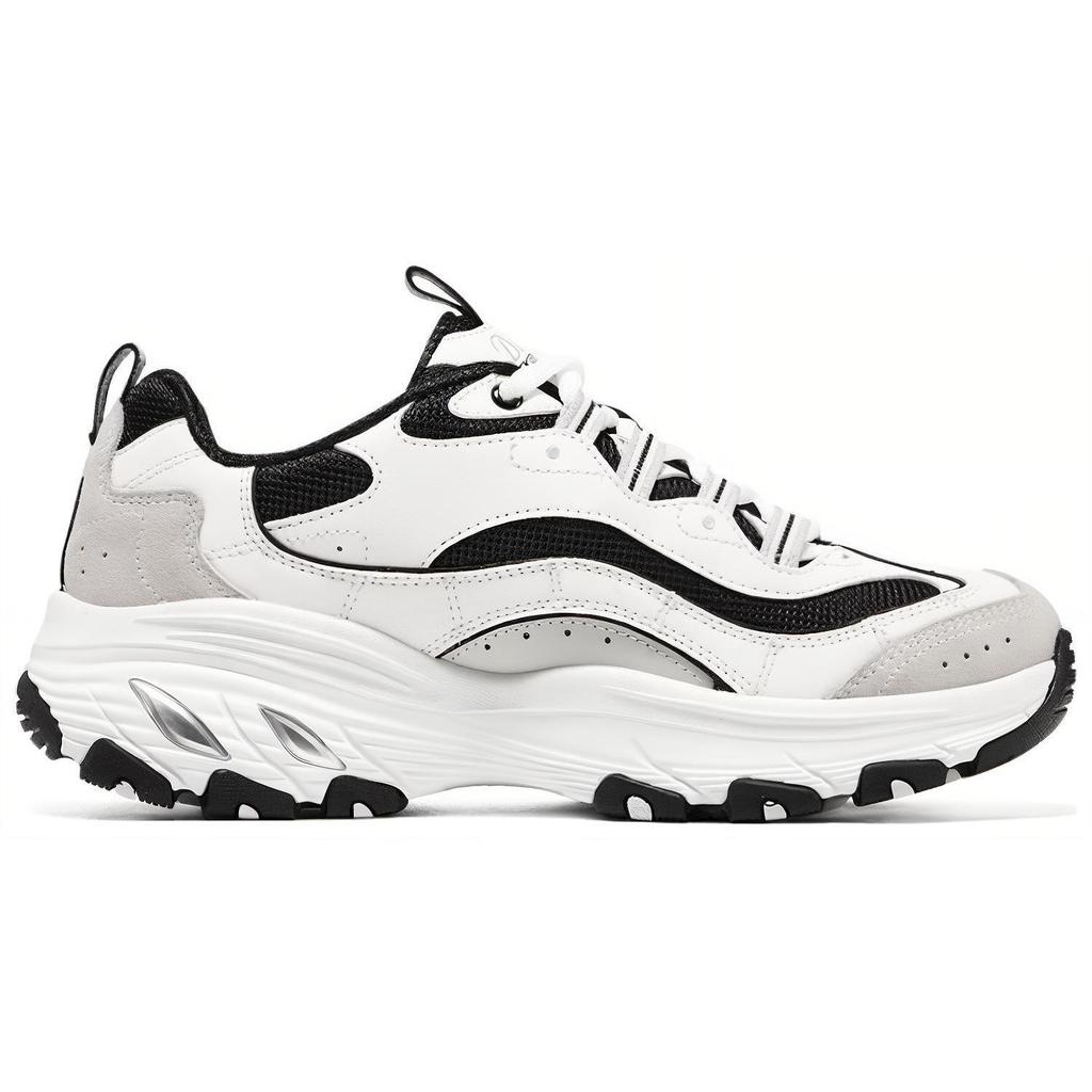 Skechers Arch Fit DLites Тканевые Модные Повседневные Удобные Универсальные Низкие Папины Кроссовки Женские Кроссовки Черно-Белые 149805-WBK