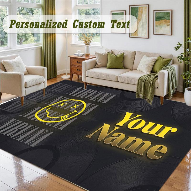 Crystal Velvet Square Rug Custom NameNirvana Pattern Non Slip Home Floor Decor Rug