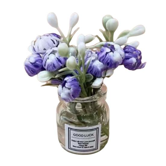 Миниатюрная стеклянная ваза с цветами, искусственный букет, настольные украшения, цветы бонсай для установки на транспортное средство