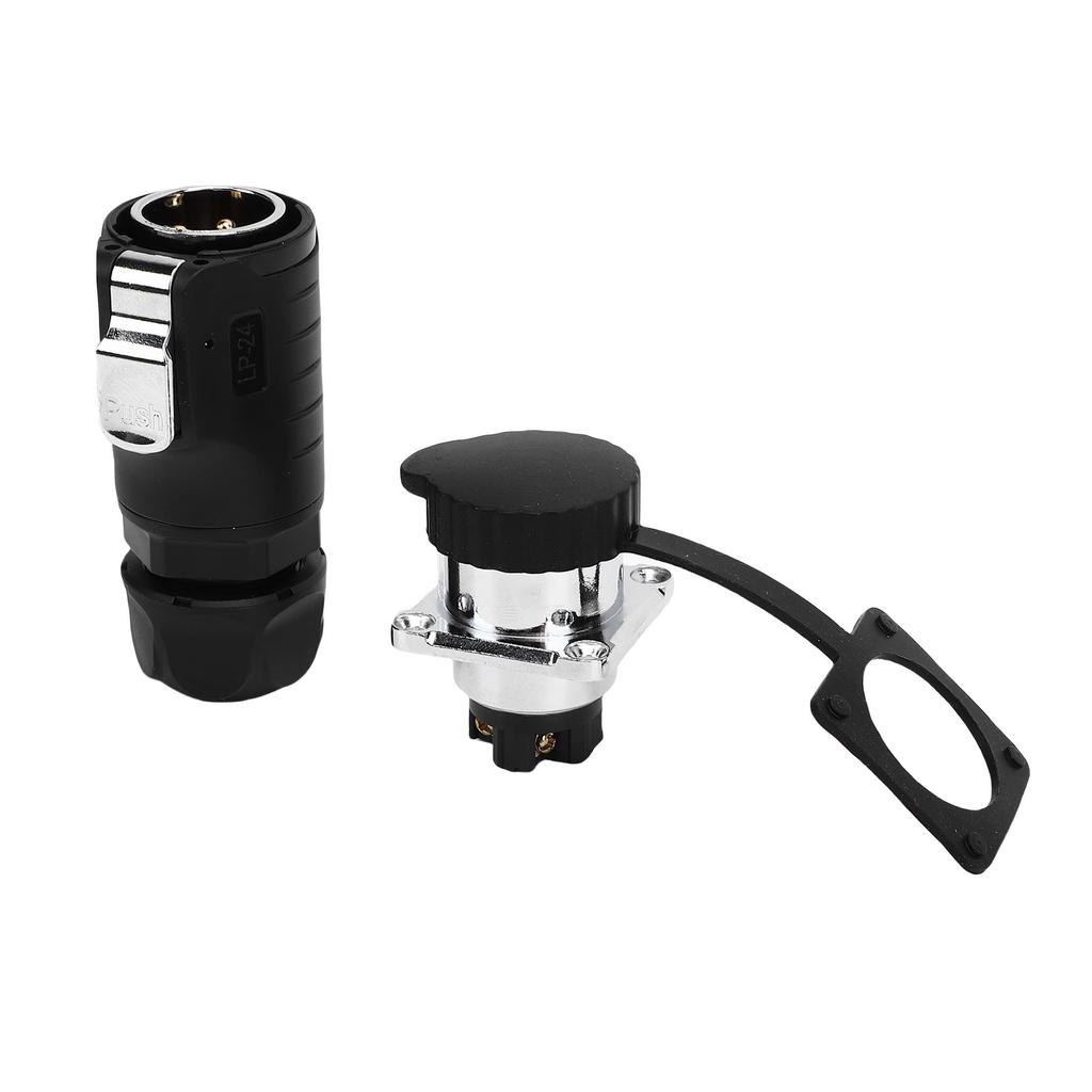 25A 4 Pin Pin and Socket IP68 Male and Female Aviation Wire Connector with Flange Seat, Industrial Water Proof Connector, Function