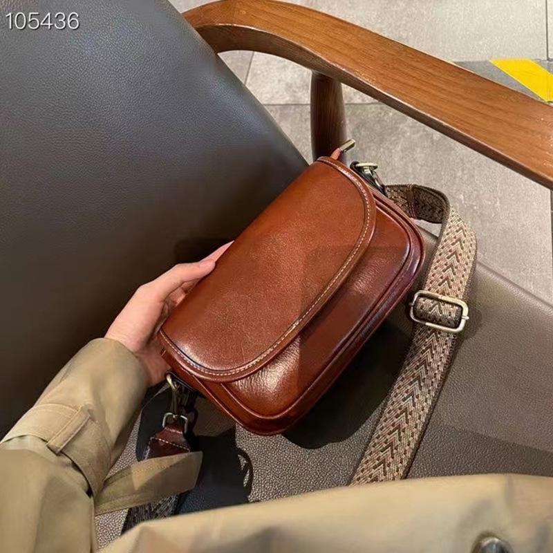 2024 Vintage Leather Crossbody Bag: Women's Autumn/Winter Trend, Small Square Cowhide Shoulder Bag