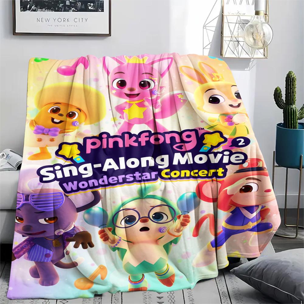 1PC Pinkfong Print Flannel Blanket, High quality Comfortable for All Seasons, Home Decor, Warmth and Comfort, Perfect for Christmas Gifts110
