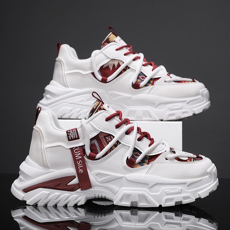 2025 new spring breathable net shoes trendy brand versatile casual sports shoes student non-slip height increase trendy men's dad shoes