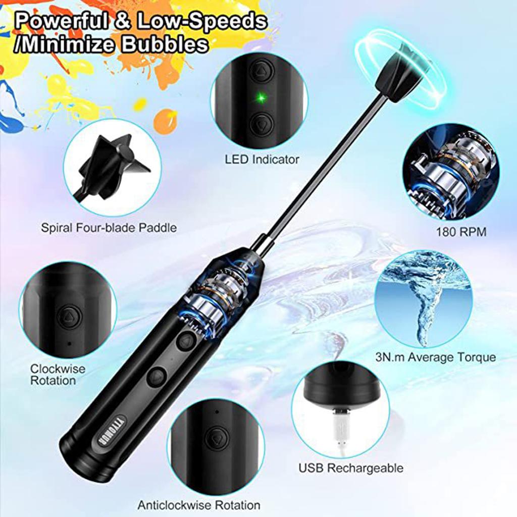 Смеситель для смолы, ручной электрический миксер для эпоксидной смолы, перезаряжаемый, минимизирующий пузырьки, беспроводной смеситель для смолы для смешивания силикона