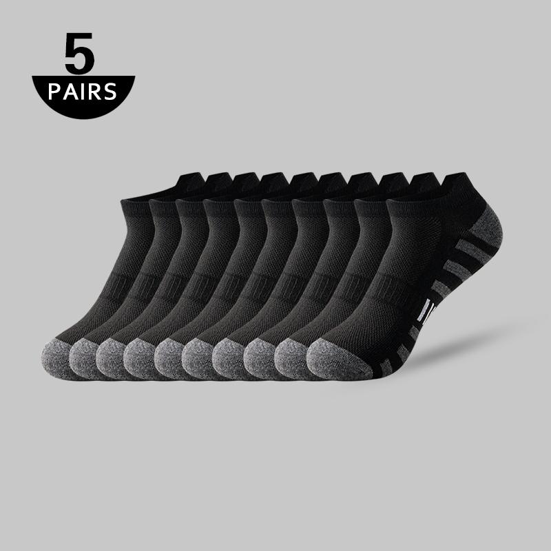 5/10 пар мужских коротких носков Летние тонкие мужские черно-белые серые повседневные деловые носки сетчатые дышащие мужские спортивные носки подарок