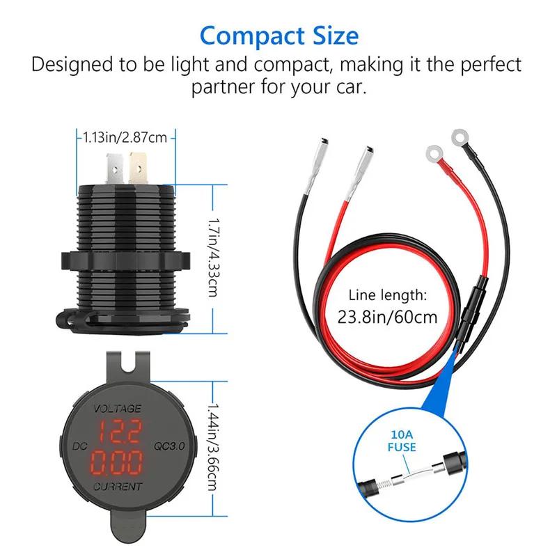 Автомобильная розетка USB с быстрой зарядкой 3.0, водонепроницаемая, 12В/24В, QC3.0 USB, розетка для зарядки аксессуаров телефона в автомобиле