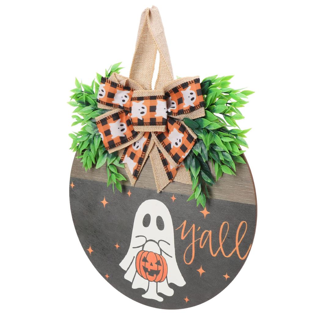 Ghost Pumpkin Door Sign Cute Party Supplies Funny Decoration Spooky Door Hanger for Home Window