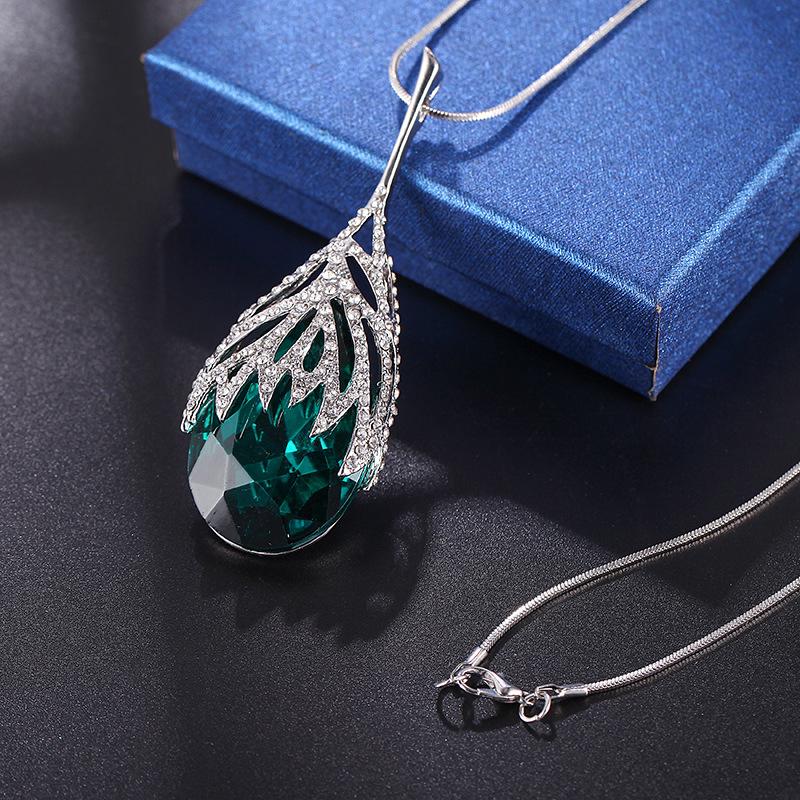 Женское колье с кристаллами в форме капли воды, свитер, цепочка, ювелирные изделия, аксессуары для одежды