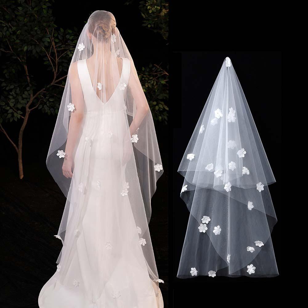 Вышитая свадебная фата Длинный свадебный головной убор Красивый свадебный головной убор невесты Брак