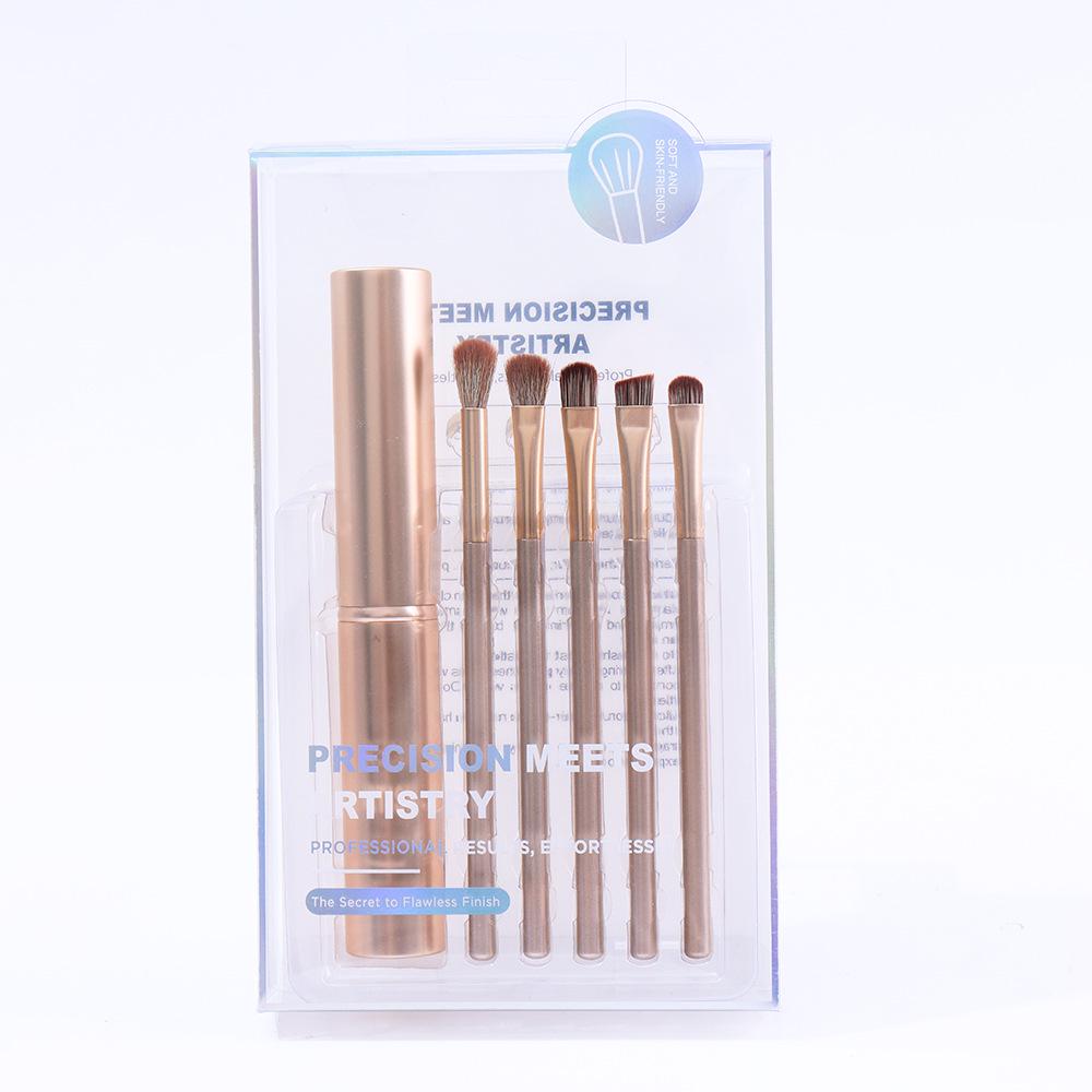 Cangzhou 5-Piece Eyeshadow Brush Set with Storage Bucket – Strong Grip, Minimal Powder Absorption & No Flyaway Powder