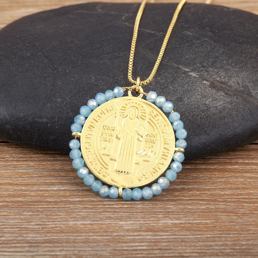 Nidin Новый Креативный Дизайн Круглая Форма Инкрустированные Бусины Подвеска-Шарм Ожерелье Для Женщин Мужчин Религиозный Стиль Ювелирные Аксессуары Подарок