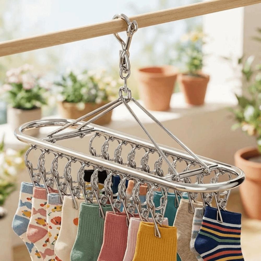 20/30 Clips Socks Drying Rack Stainless Steel Underwear Socks Holder Sock Laundry Airer  Balcony