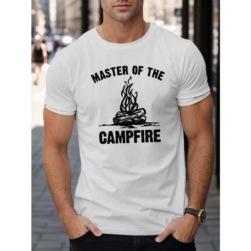 Мужская футболка Campfire Master с принтом европейского размера - повседневная, с коротким рукавом, из дышащего хлопка, летний геометрический принт.