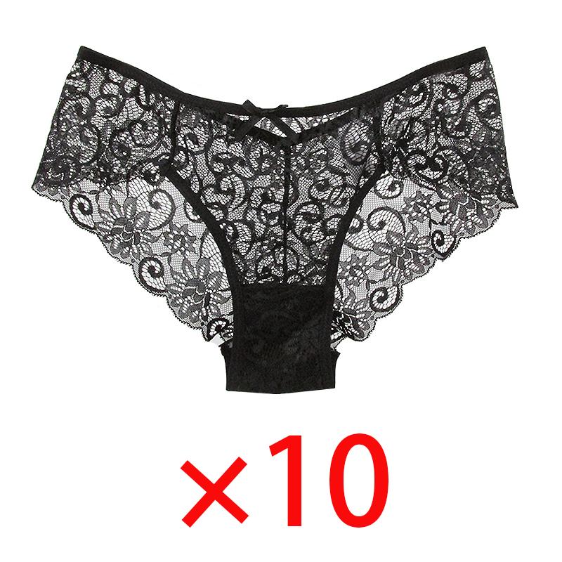 Embroidered Lace Panties Transparent Sexy Low Waist Underwear Ladies Girls Soft Breathable Briefs